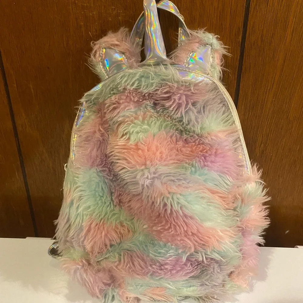 Colorful Furry Kids Backpack